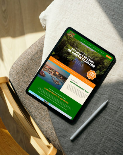Sea Serpent Tours website displayed on an iPad