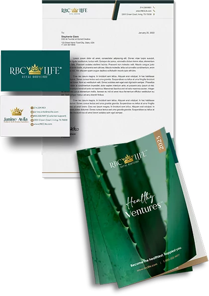RBC Life business card, brochure and letterhead display