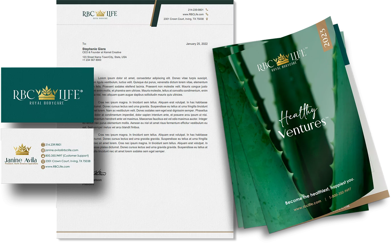 RBC Life business card, brochure and letterhead display